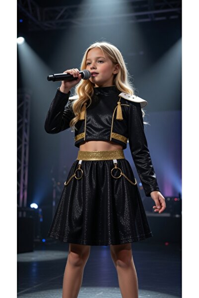 Lizsa Costum de scenă pentru fete Rumi K-Pop Idol Black Edition