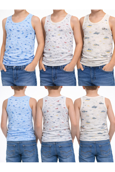 SÜSEN LİNGERİE 3'LÜ ERKEK ÇOCUK ATLET, PAMUKLU ÇOCUK ATLET