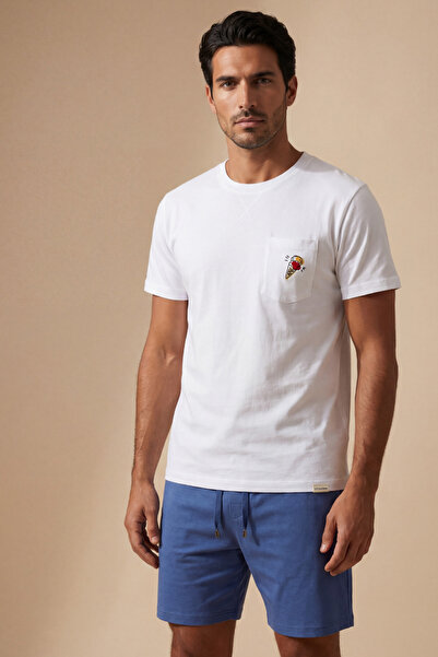 Katia&Bony Ανδρικό σετ πιτζάμες με φλοράλ σχέδιο παγωτού και σορτς