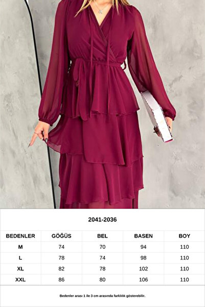 Neşeli Butik kadın astarlı eteği kat kat şifon elbise NBKKLF2041