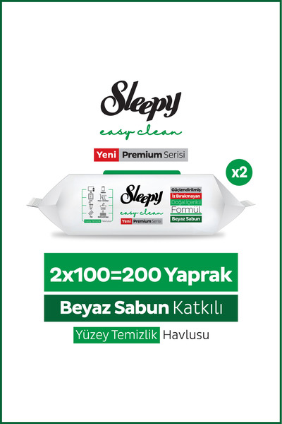 Sleepy Easy Clean Premium Beyaz Sabun Katkılı Yüzey Temizlik Havlusu Mendili ...