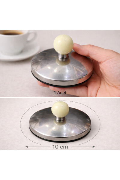 esdekor 10 cm Çaydanlık Demlik Kapağı 1 Adet Metal Gümüş Krem Isıya Dayanıklı...