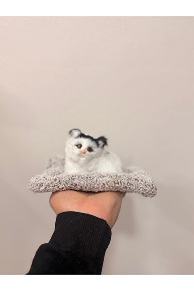 Genel Markalar Peluş Yavru Kedi Oyuncak Minder Üstünde Uyuyan Kedi Sesli Miya...