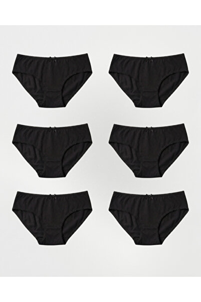 Amarelle Mila Black Normal Waist 6-pak Pamuk gaćica