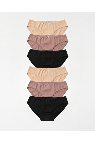 Amarelle Mila Black, Skin, Mocha, paket od 6 komada gaćica sa normalnim struk...