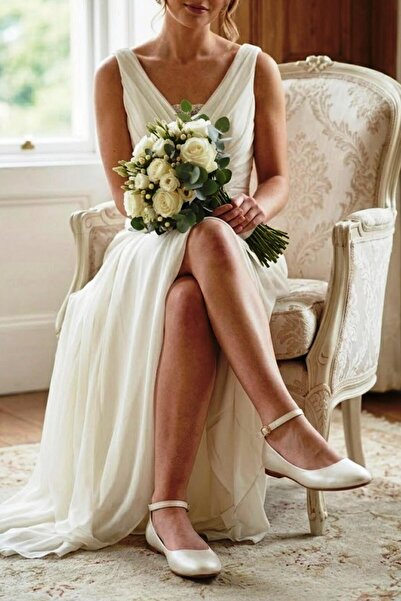 37Numara فستان الزفاف باليرينا أوف وايت بحزام