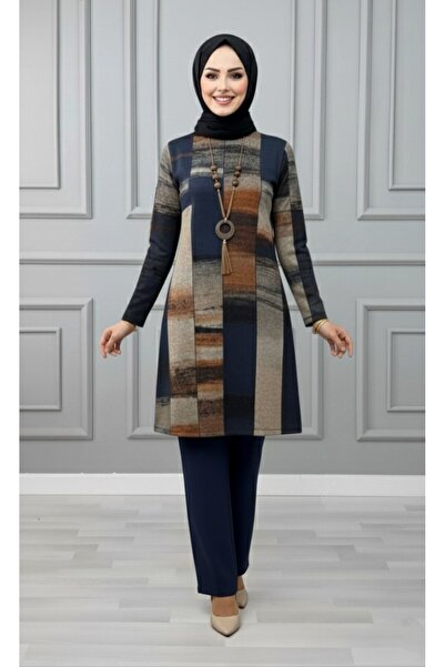 Genel Markalar NURCİHAN TAKIM LACİVERT KADIN YUMUŞAK VİSKON KUMAŞ PANTOLON TU...