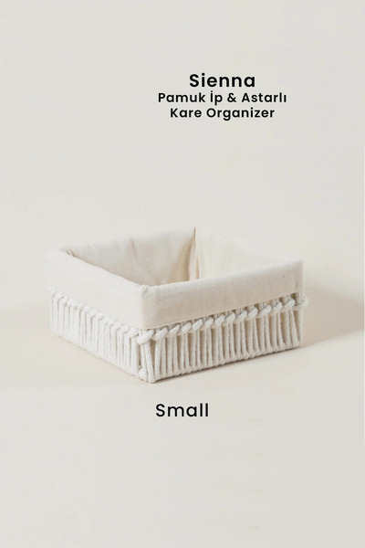 Marrien Sienna El Yapımı Organizer Natural Pamuk İp Astarlı Metal Sepet 18x18...