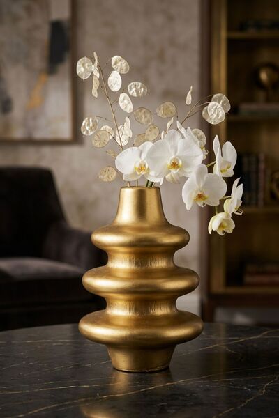 YAYBOX Gold Colored Decorative Vase Handmade - Model 5