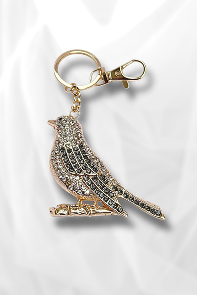 Luxe Loom Zarafetin Işıltısı Zirkon Taşlı Gold Renk Kuş Figürlü Çanta Aksesua...