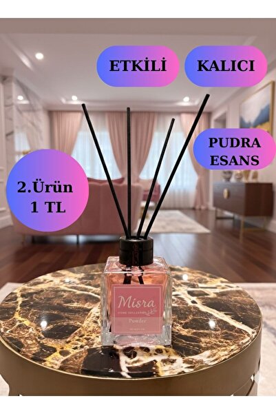 misra home collection 100ML Pudra Kokusu Çubuklu Oda Kokusu Powder Kokusu Dol...