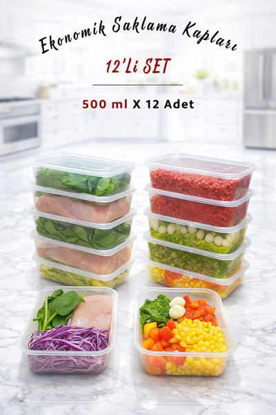 Ezu Home عبوة من 12 حاوية تخزين بسعة 0.5 لتر صديقة للبيئة ومقاومة للتسرب مع غ...