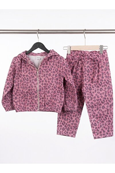 Store KIZ LEOPAR DESENLİ DENİM ÜÇLÜ TAKIM