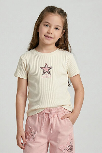 Dmb Devojčin bodi sa zvezdastim šljokicama Vezena Rebrasta pletenina