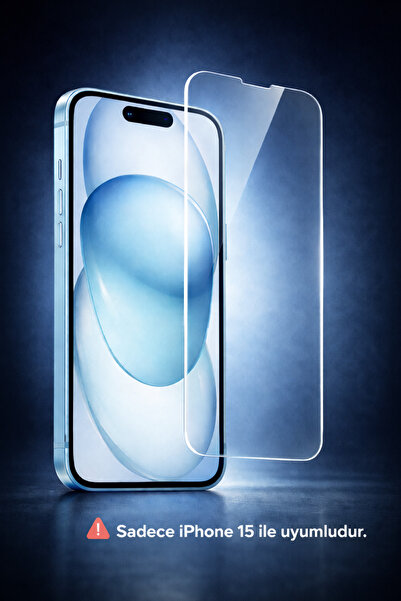 Iphone 15 Uyumlu Tam Kaplayan Şeffaf Tamperli Ekran Koruyucu Kırılmaz Cam