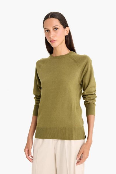 DeFacto Regular Fit Soft Textured Crew Neck Basic Plain Knit Sweater I6913Az24Wn