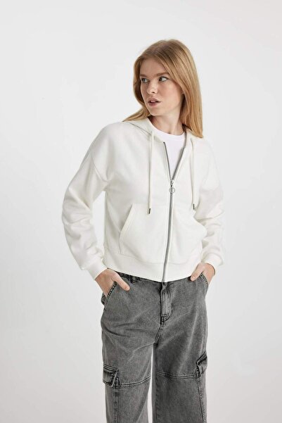 DeFacto Mornarsko plava kul standardna majica sa kapuljačom, jednobojna, sa k...