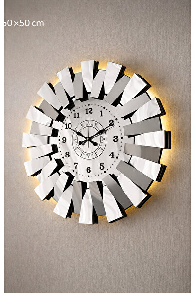 Pey Aksesuar Işıklı (LED) 3 Boyutlu Piyano Lüxs Model Aynalı Duvar Saati  (Pl...