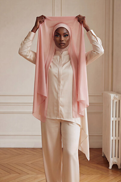 Aisha's Design شال شيفون عملي ومريح للاستخدام، لون بودرة، PS-53