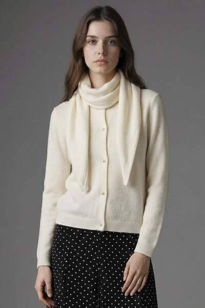 DeFacto Knitted Cardigan with Scarf G9238Ax26Sp