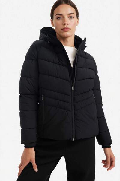 DeFacto DeFactoFit Su İtici Şişme Mont Kapüşonlu Fermuarlı Cepli C8141AX24WN