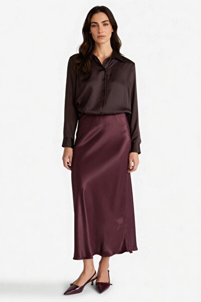 DeFacto A Kesim Normal Bel Saten Midi Etek B1867AX25SP