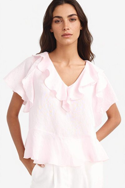 DeFacto Bluză modală cu mânecă scurtă, cu decolteu în V, cu croială normală F...