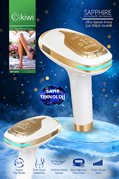 Kiwi KEP-6837 Ipl Lazer Epilasyon Aleti Safir Buz Başlık | 9 Güç Seviyesi & S...