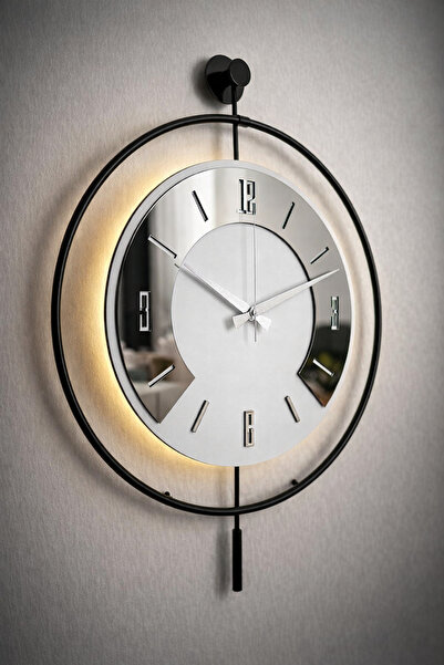 Pey Aksesuar 50x70 cm Metal PLEKSİ Ahşap Ve Işığın Muhteşem Uyumu Duvar Saati...