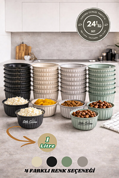 Stile Cucina 24 Parça Renkli Linea Yuvarlak Pratik Çerezlik Kase Çeyiz Seti 2...