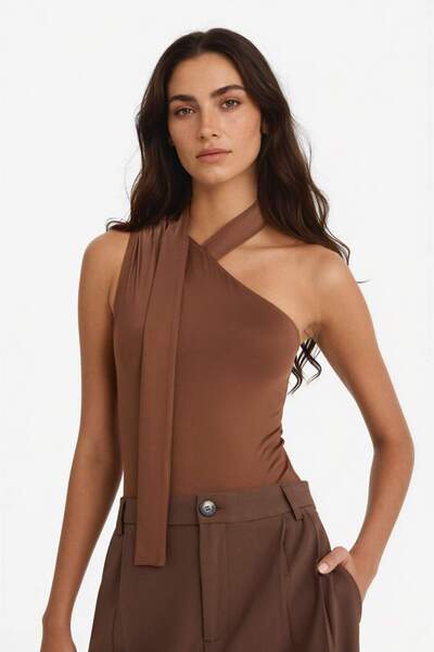 DeFacto One-Shoulder Tie Detail Snap-On Bodysuit F9569Ax25Hs