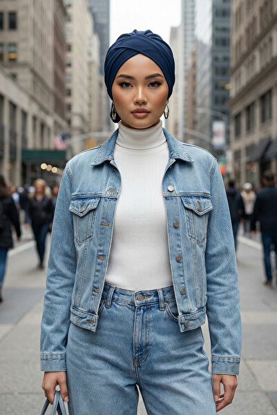 Aisha's Design bumbac moale Bone confortabil cu centură, albastru închis, B-31