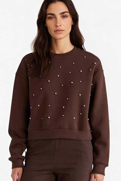 DeFacto Boxy Fit Bisiklet Yaka İşlemeli Sweatshirt G2153AX25WN