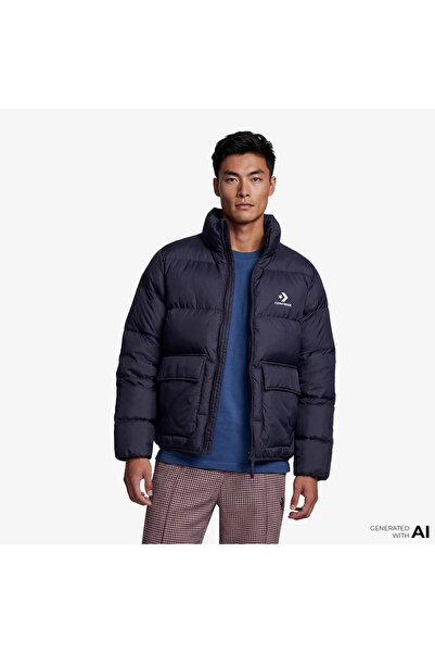 Converse Classic Erkek Dik Yaka Siyah Şişme Mont