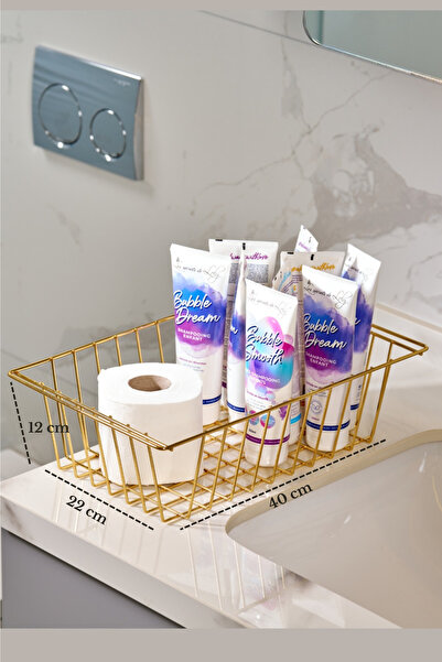 Edora Home Altın Dikdörtgen Sepet Şık Çok Amaçlı Dolap Düzenleyici Organizer