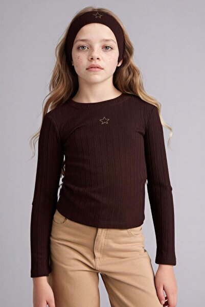 DeFacto Μπλουζάκι με μακριά μανίκια, στενή εφαρμογή, αστεράτο, με ραβδώσεις, ...