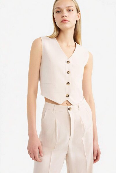 DeFacto Льняний піджак з V-подібним вирізом C3828AX24HS