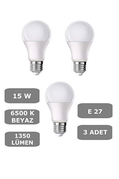 CONANA 15W E27 Led Ampul 6500K Beyaz Işık (1350 Lümen) (3 Adet)