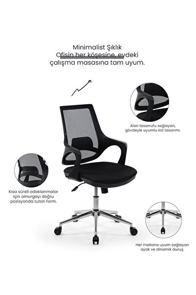 Seduna Skagen Çalışma Koltuğu | Ofis Sandalyesi | Metal Ayaklı