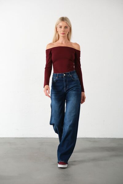 Maule Visoka struka, rastezljiva traper tkanina, široke palazzo džinsa za žen...