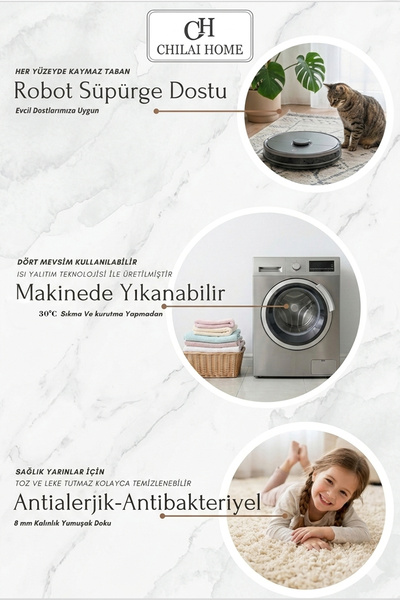 Chilai Home Forest Makinede Yıkanabilir Kaymaz Taban Leke Tutmaz Dijital Salon Halısı Mutfak Halısı ve Yolluk