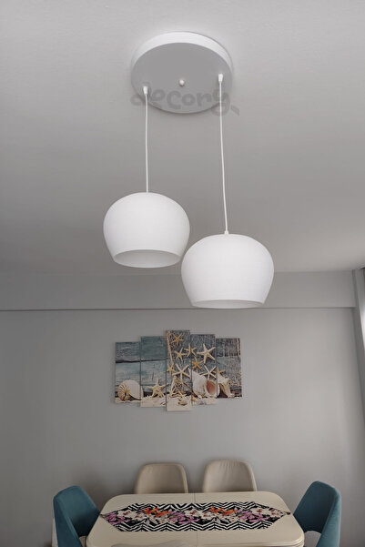 decory Elysium 2'li Beyaz Modern Avize, Pinterest Tarzı 2'li Sarkıt Avize (Bi...