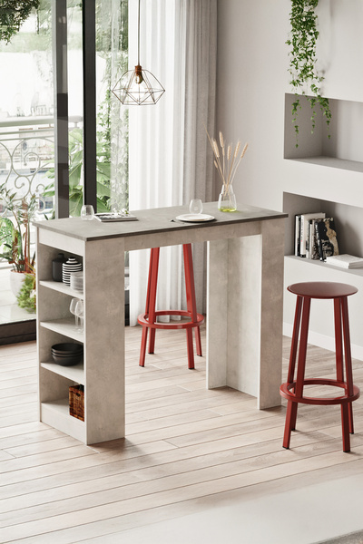 Yurudesign Style Bar Masası Mutfak Yemek Masası Beton-taş St1-gt