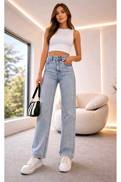 Ramrod Julia Μπλε Ελαστικό Σούπερ Ψηλόμεσο Φαρδύ Palazzo Τζιν - Wide Leg