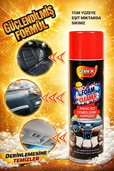 QWXAUTO Araç İçi Temizleme Spreyi 500 ml – Köpük Temizleyici, Deri & Koltuk Ç...