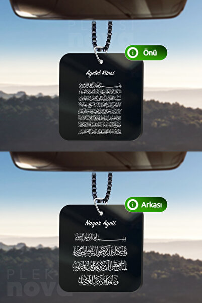 Pleksinova Ayetel Kürsi ve Nazar Dualı Araba Süsü Dikiz Aynası Süsü Araba Süs...