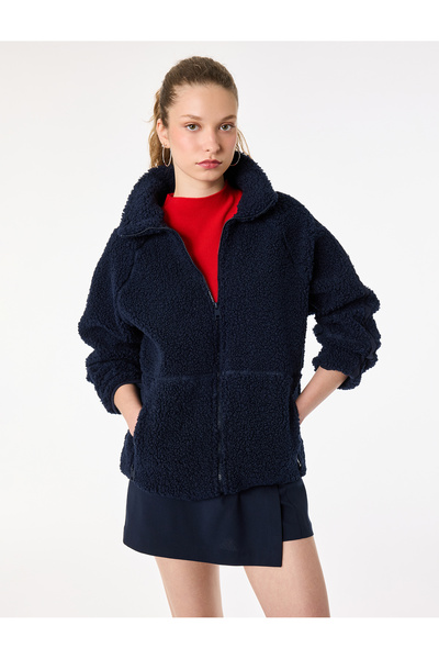 Koton Dug rukav Visoka kragna Sa detaljem džepa Jakna sa patentnim zatvaračem...