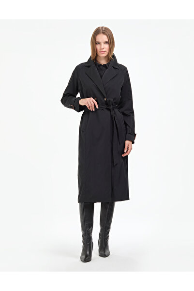 Pierre Cardin معطف طويل بحزام أسود 50314043-VR046