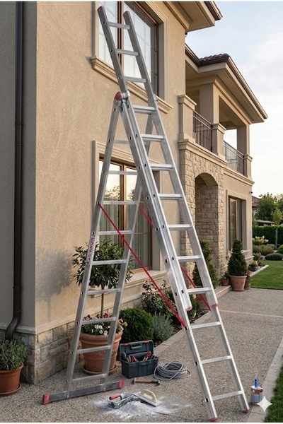 CMS CÖMERT MERDİVEN Alüminyum 3 Parçalı Sürgülü A Tipi Merdiven 3x6 Basamak |...