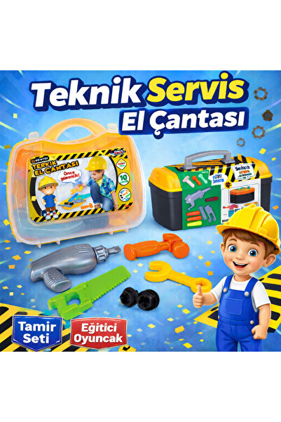 Sayıcı Kids Eğitici Oyuncak Tamir Seti Teknik Servis El Çantası – Matkaplı Ço...